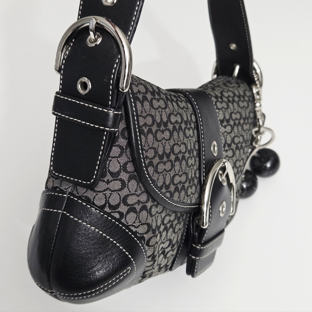 EXCELLENT VINTAGE COACH Y2K MINI SIGNATURE SOHO BUCKLE FLAP SHOULDER BAG 6818 - Picture 6 of 11